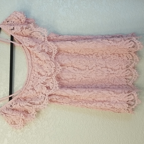 Lace dusty rose pink off shoulder top lined xl - Picture 3 of 3